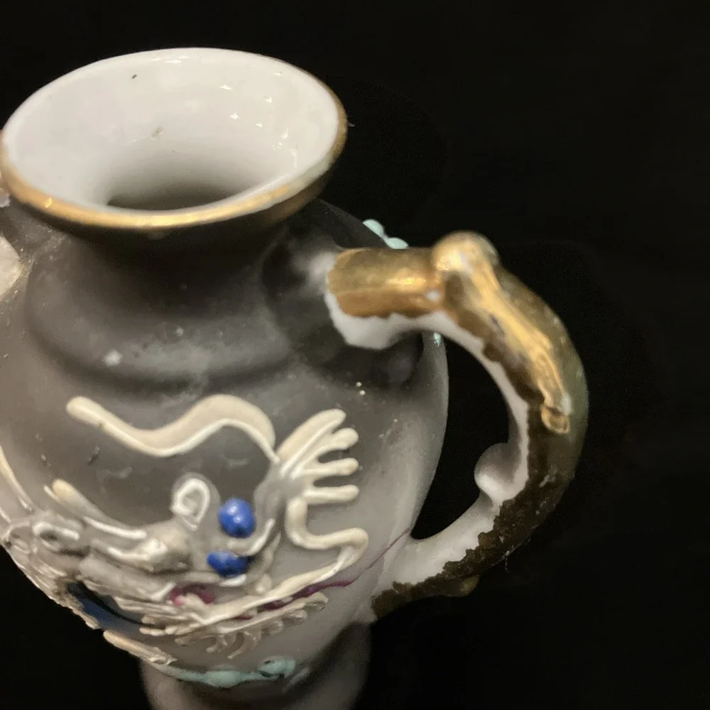 VTG Royal Moriage Dragon Ware Satsuma Mini Urn Vase Hand Painted 3.5